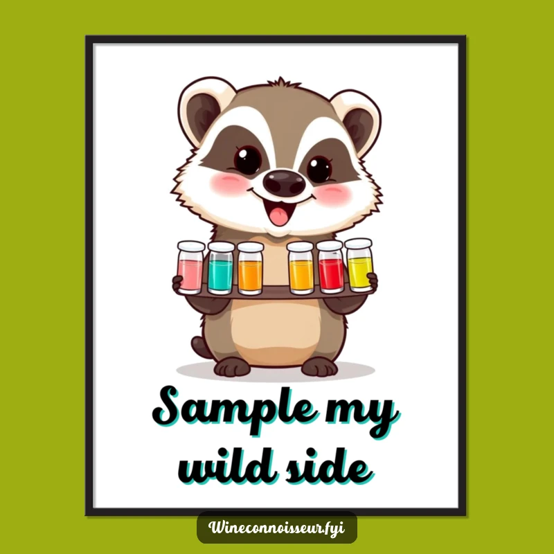 Funny Badger Tasting Flight Poster: Hilarious Animal Art for Your Wall