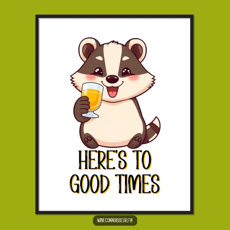 Funny Badger Toasting Poster: Bring Joyful Cheers to Your Walls