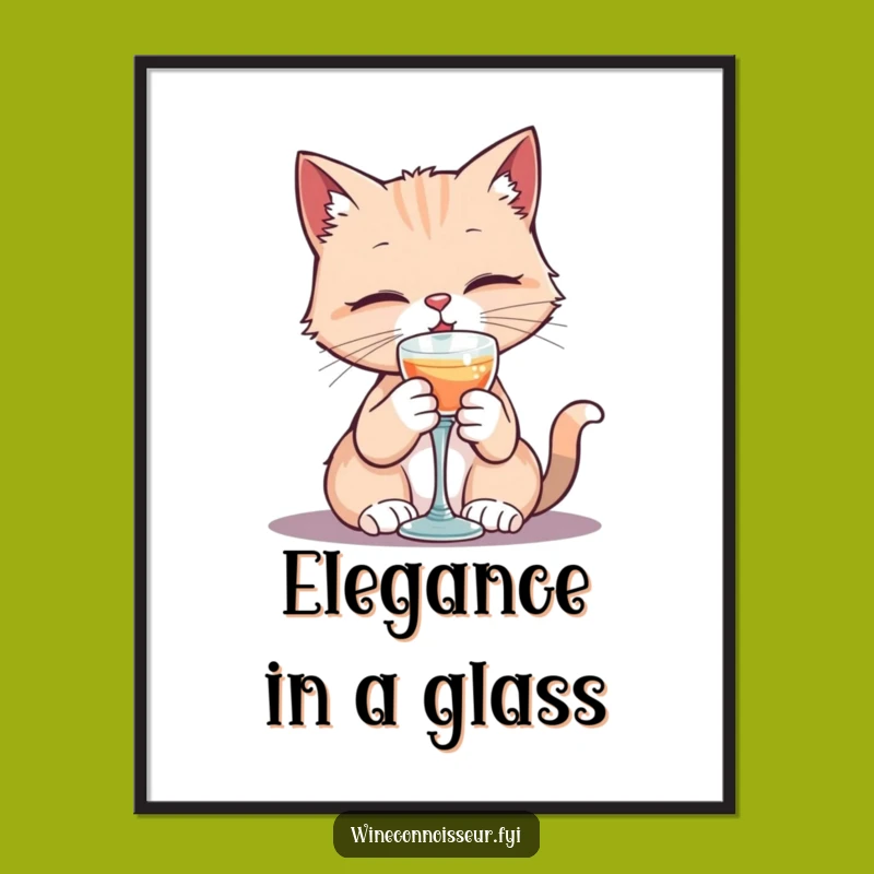 Funny Cat Goblet Poster: Elegant Sipping Art for Feline Humor Lovers