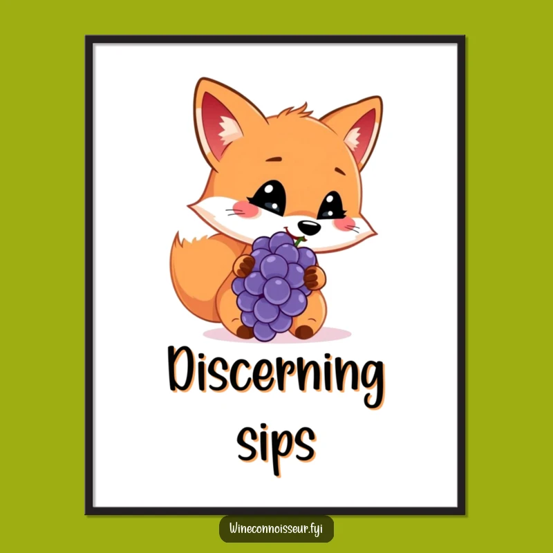 Funny Fox Grape Poster: Whimsical Art That's a Hilarious Gift