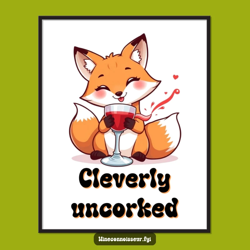 Funny Fox Wine Goblet Poster: Elegant Wall Art Gift