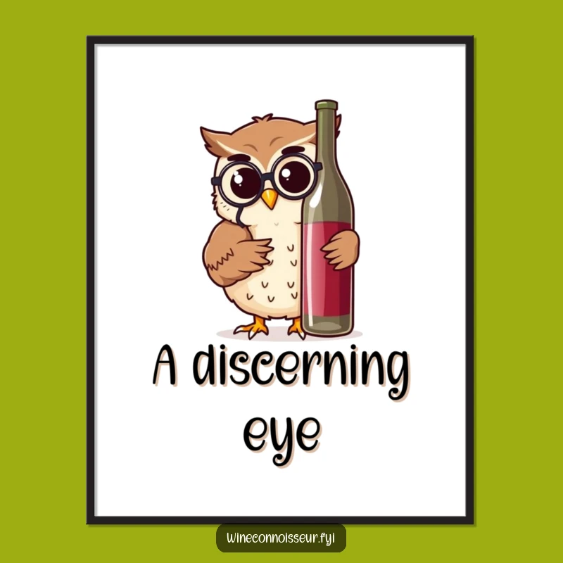 Funny Owl Wine Critic Poster - Whimsical Wall Art, Perfect Humorous Gift for Decor