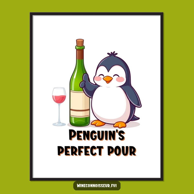 Funny Penguin Thumbs Up Wine Poster - Cheerful Wall Art for a Hilarious Funny Gift