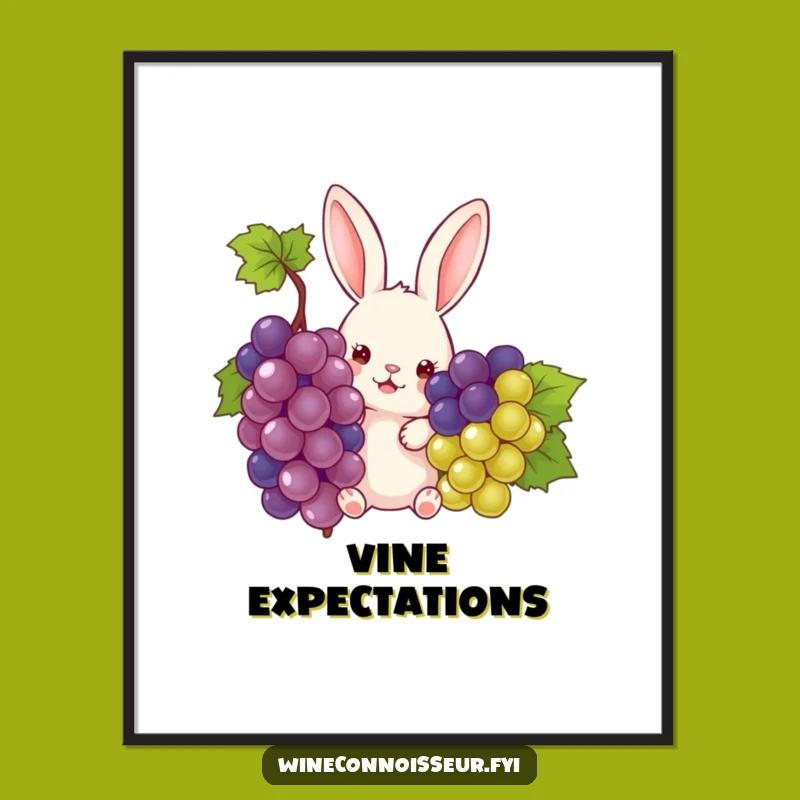 Funny Rabbit Grape Peek Poster: Hilarious Wall Art for a Laugh