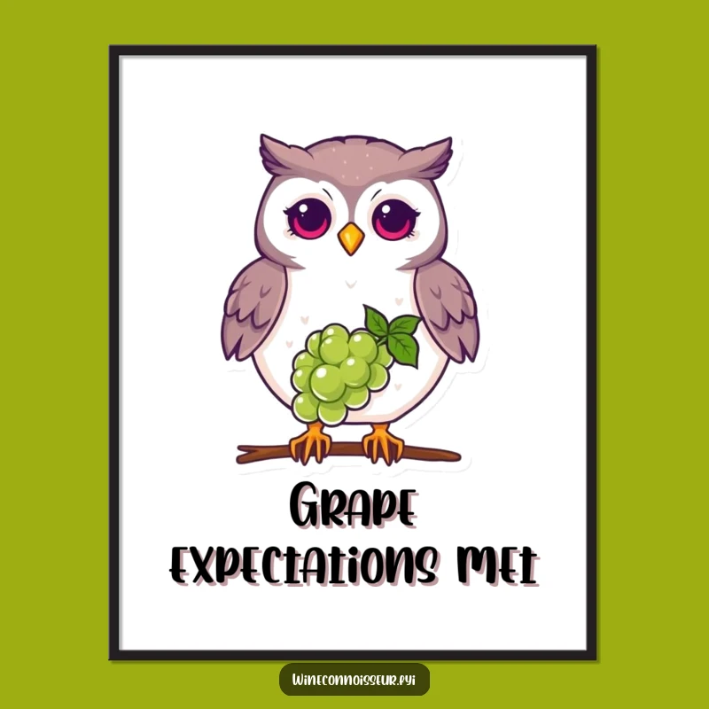 Funny Proud Owl Poster - Grape Beak Balancing Wall Art Gift