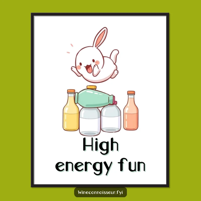 Funny Rabbit Somersault Poster - Dynamic Wall Art for Playful Spaces