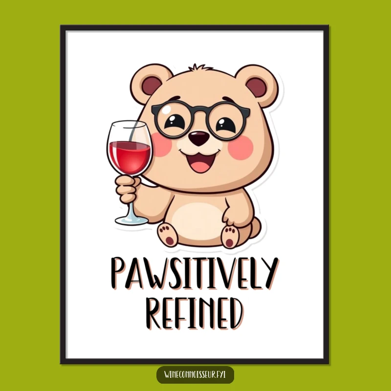 Funny Bear Monocle Poster: Elegant Wall Art Gift
