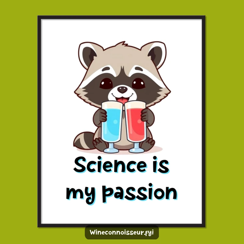 Funny Raccoon Lab Poster: Whimsical Science Art for Any Room