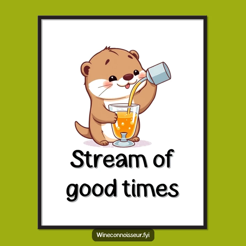 Funny Playful Otter Poster - Elegant Bar Art