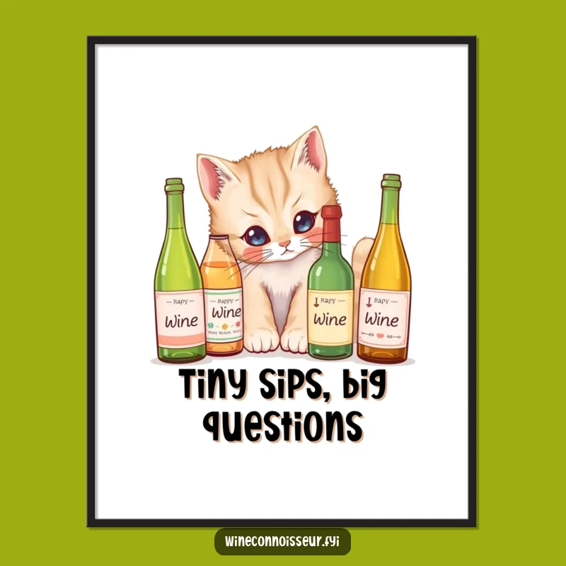Funny Kitten Wine Labels Poster - Adorable Wall Art for a Hilarious Funny Gift