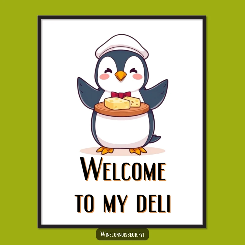 Funny Penguin Cheese Poster: Wall Art That Serves Fun! A Splendid Funny Gift!