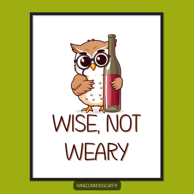 Funny Owl Wine Expert Poster: Wise Nod Art, Perfect Humorous Wall Decor Gift