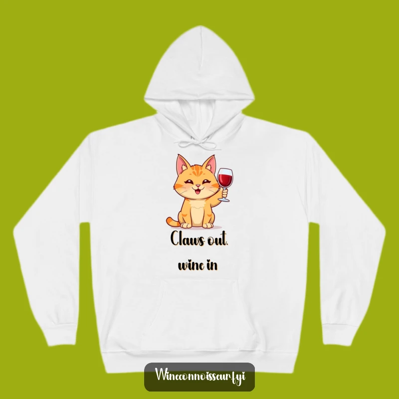 Cozy Funny Orange Tabby Cat Wine Lover Hoodie - Warm and Humorous Gift for Pet Parents