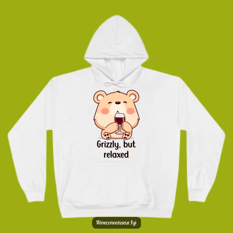 Funny Cozy Wine Bear Hoodie: Relaxed Character Gift for Cold Nights