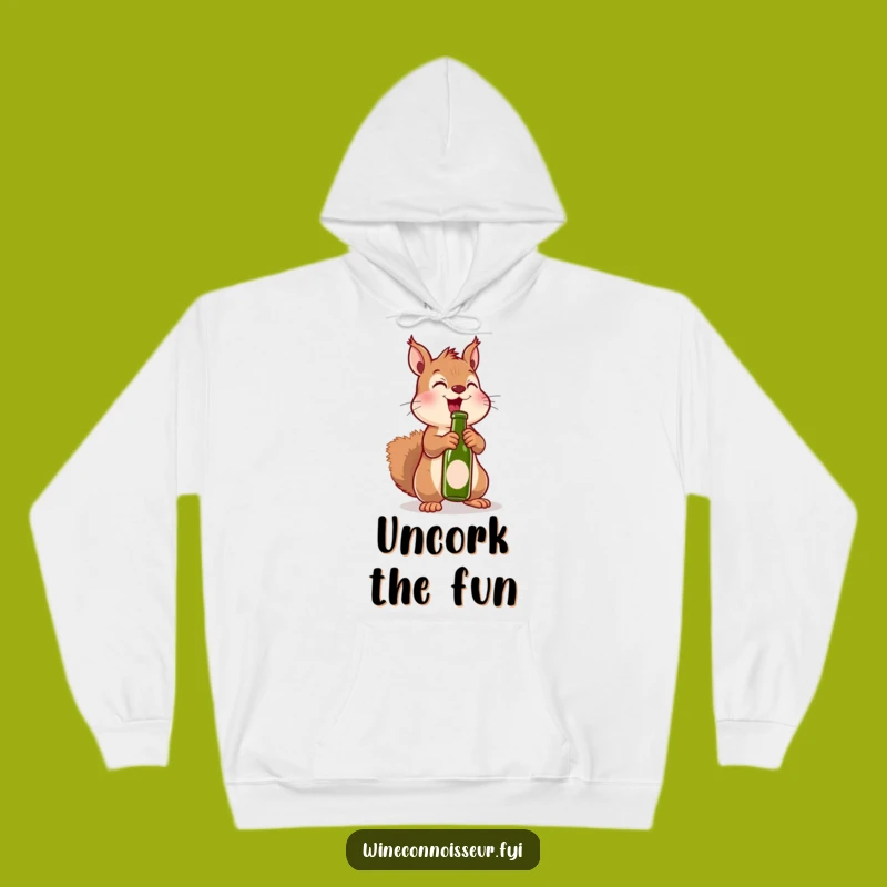 Funny Squirrel Bottle Hoodie: Cozy Excitement & Uncorking Humor Gift