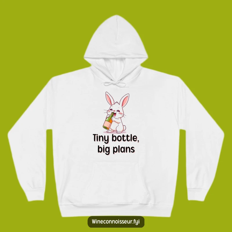 Cozy Funny Determined Rabbit Hoodie - Wine Celebration Humor