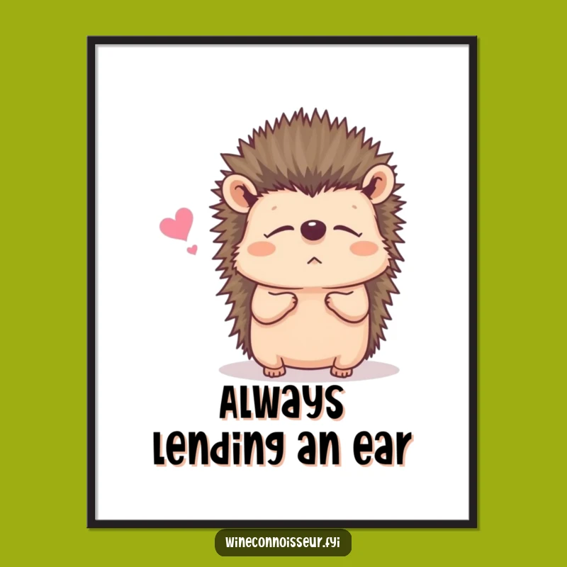 Free Printable Hedgehog Wall Art: Attentive Listener Downloadable Decor