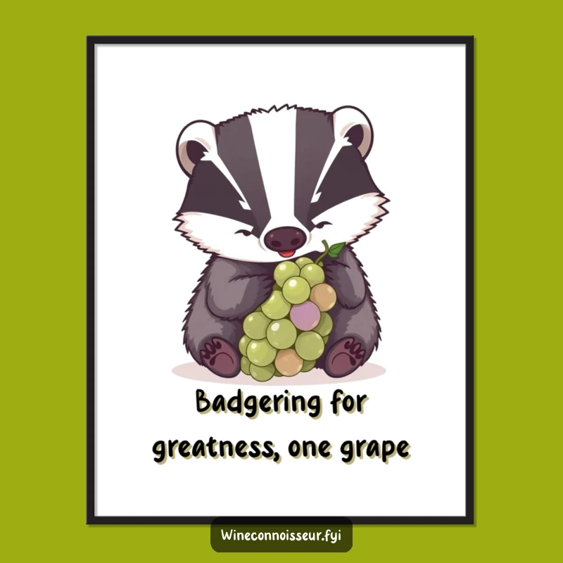 Free Printable Wall Art: Badger Grape Focus Funny Decor Downloadable