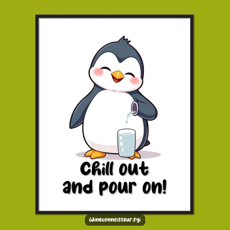 Free Printable Wall Art: Giggling Penguin Pouring, Funny Downloadable Decor