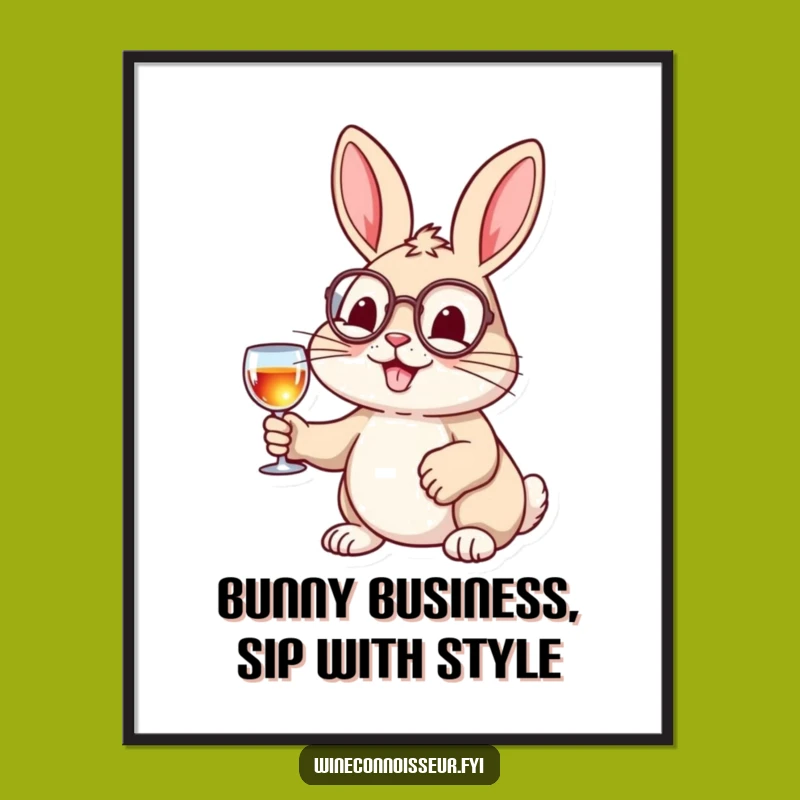 Free Printable Wall Art: Dapper Rabbit Monocle Funny Decor Downloadable