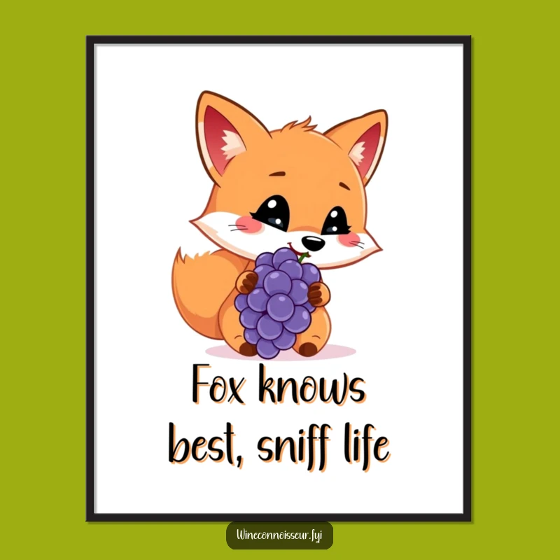 Free Printable Wall Art: Fox's Discerning Grape Art, Funny Downloadable Gift Decor