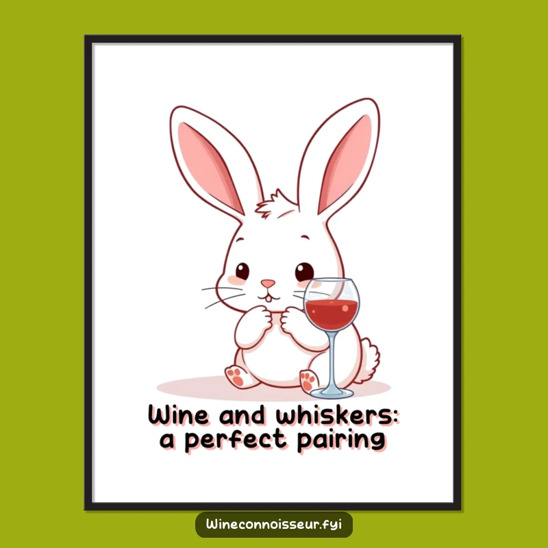Free Printable Wall Art: Funny Kawaii Rabbit Wine Pairing