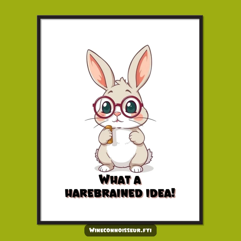 Free Printable Wall Art: Monocled Rabbit Examining Cork, Humorous Downloadable Decor for a Chic Space