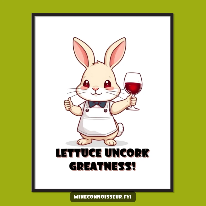Free Printable Wall Art: Rabbit Sommelier, Funny Wine Downloadable Decor