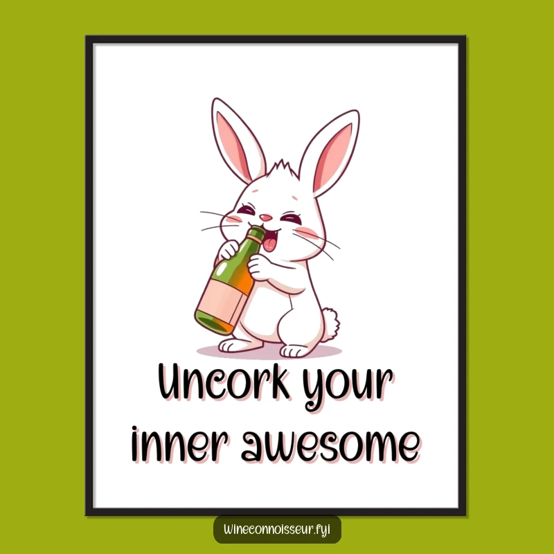 Free Printable Wall Art: Rabbit Uncorking Celebration - Hilarious Downloadable Decor