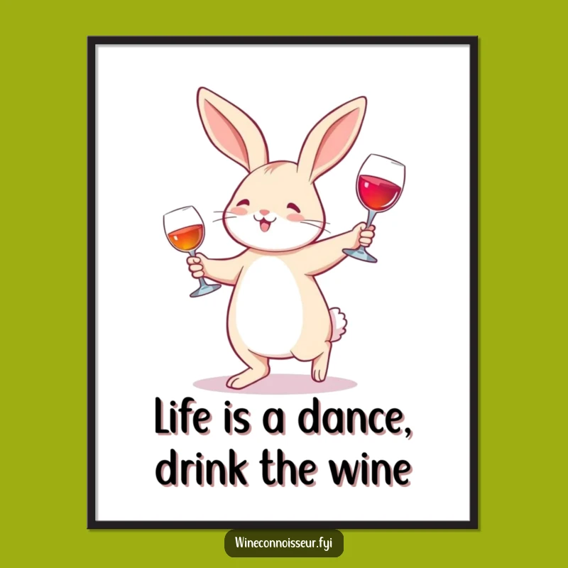 Funny Free Printable Wall Art: Rabbit Wine Waltz Humorous Downloadable Decor