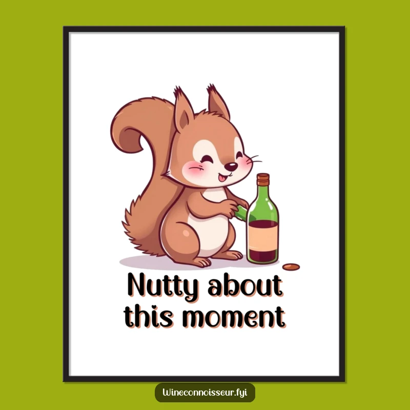 Funny Free Printable Wall Art: Tipsy Squirrel, Tiny Wine, Quirky Decor