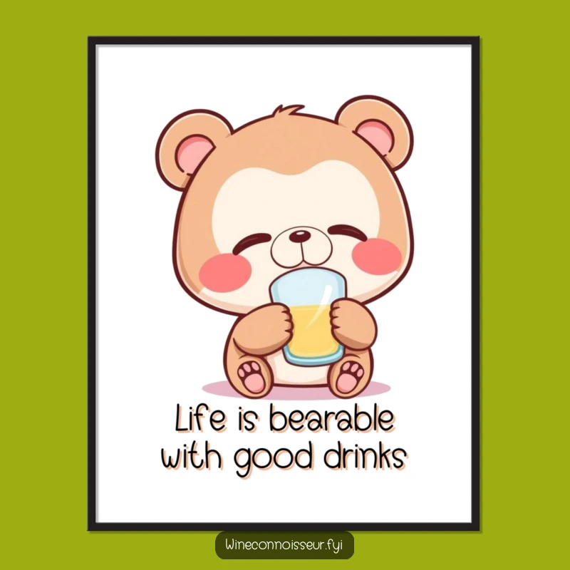 Free Printable Wall Art: Savoring Bear Art Downloadable Gift