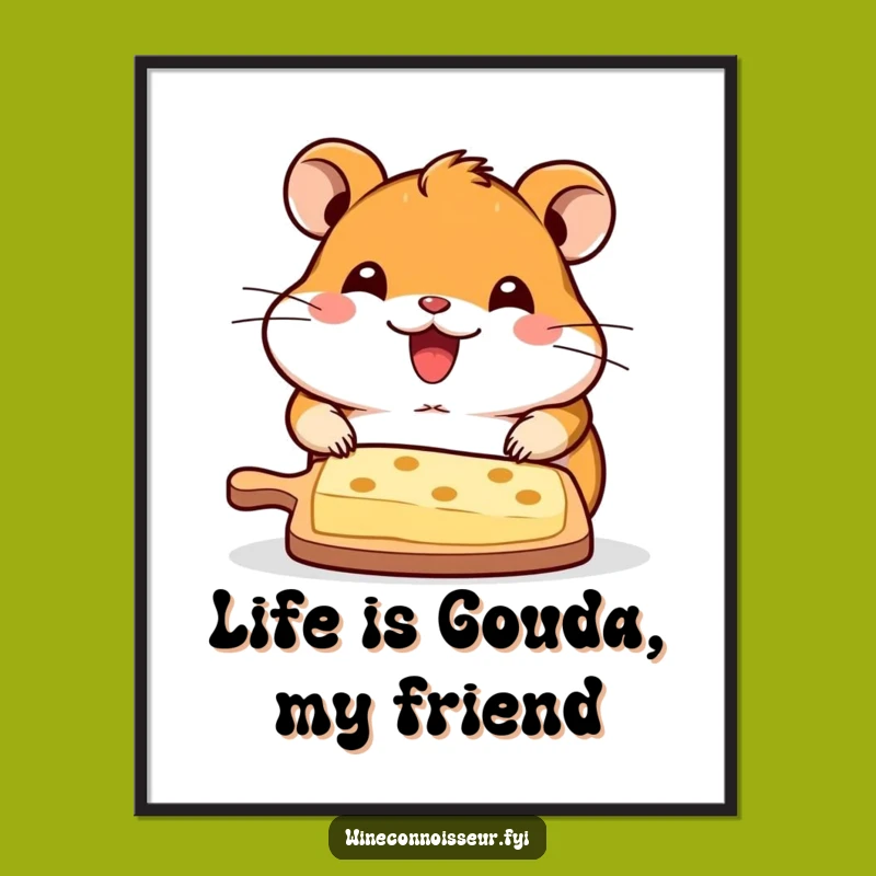 Funny Free Printable Wall Art: Kawaii Hamster Cheese Board Laughable Downloadable