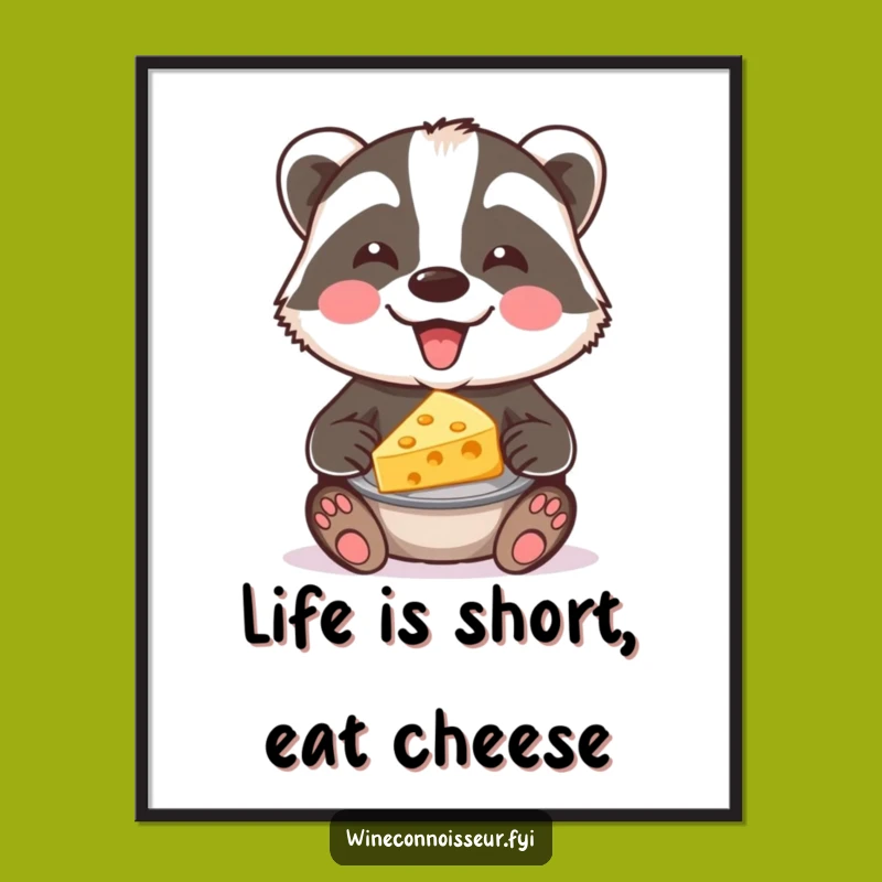 Free Printable Funny Badger Cheese Wall Art - Gourmet Downloadable Decor for Food Lovers