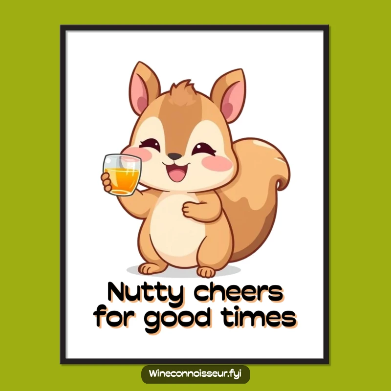 Funny Free Printable Wall Art: Squirrel Cheers Moment, Festive Downloadable Art