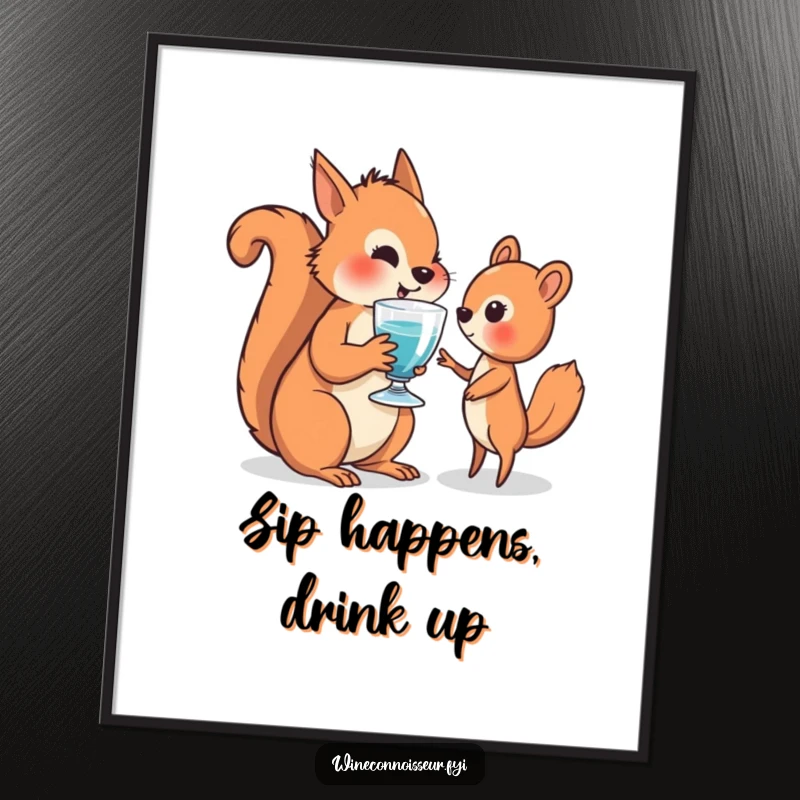 Funny Free Printable Wall Art: A wise squirrel thoughtfully offers a glass, creating a scene of gentle camaraderie.