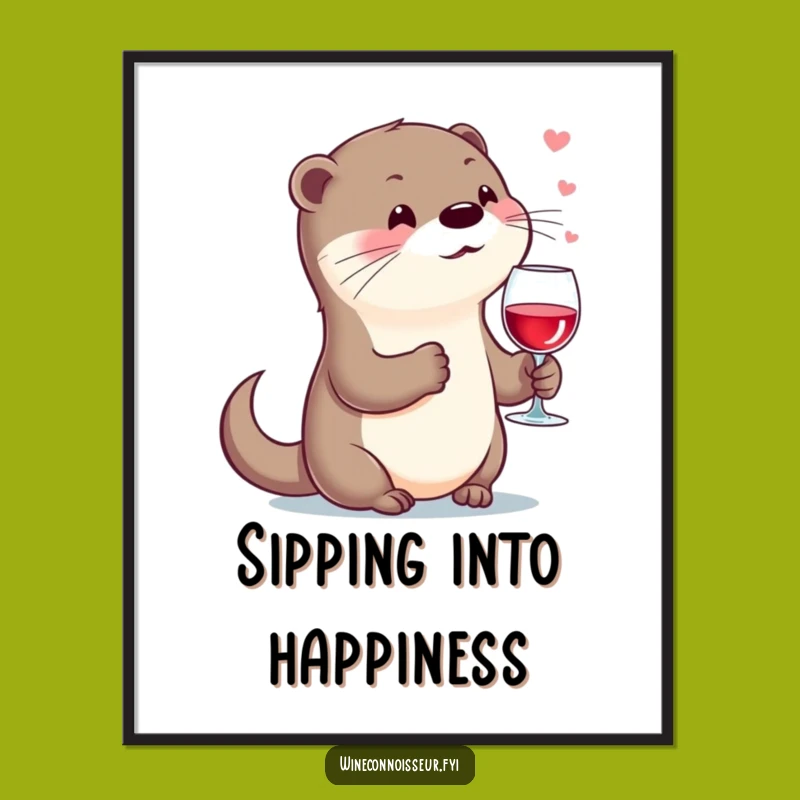 Free Printable Otter Wall Art: Sophisticated Sip, Downloadable Decor