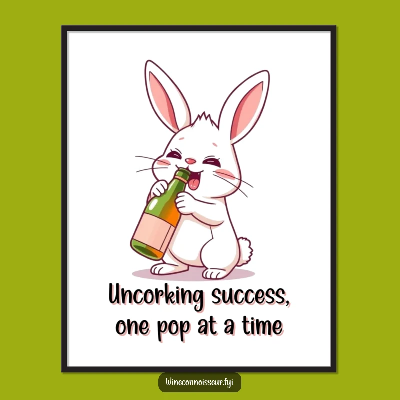 Free Printable Wall Art: Rabbit Uncorking Joy, Whimsical Party Downloadable Decor