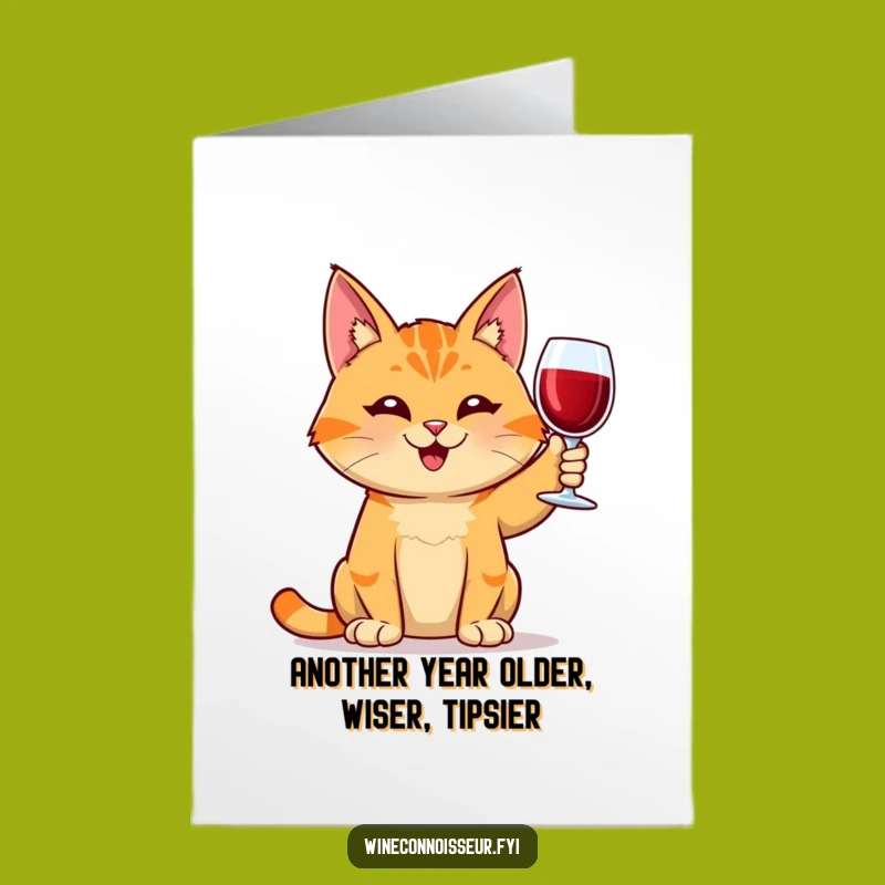 Free Printable Birthday Card: Funny Tabby Cat Cheers with Wine - Downloadable Gift