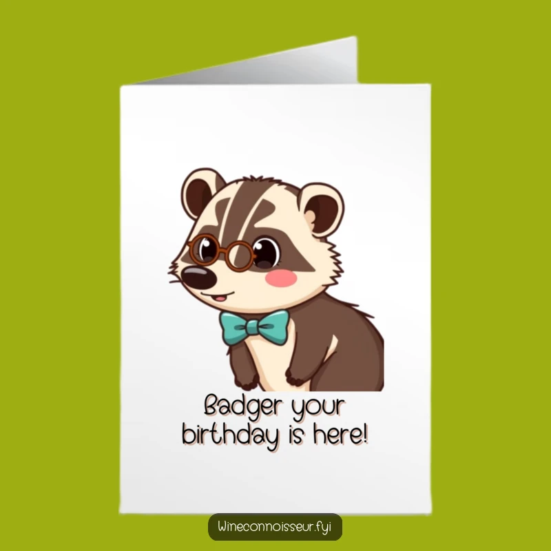 Free Printable Funny Birthday Card: Surprised Badger Dapper Style, Humorous Downloadable Gift