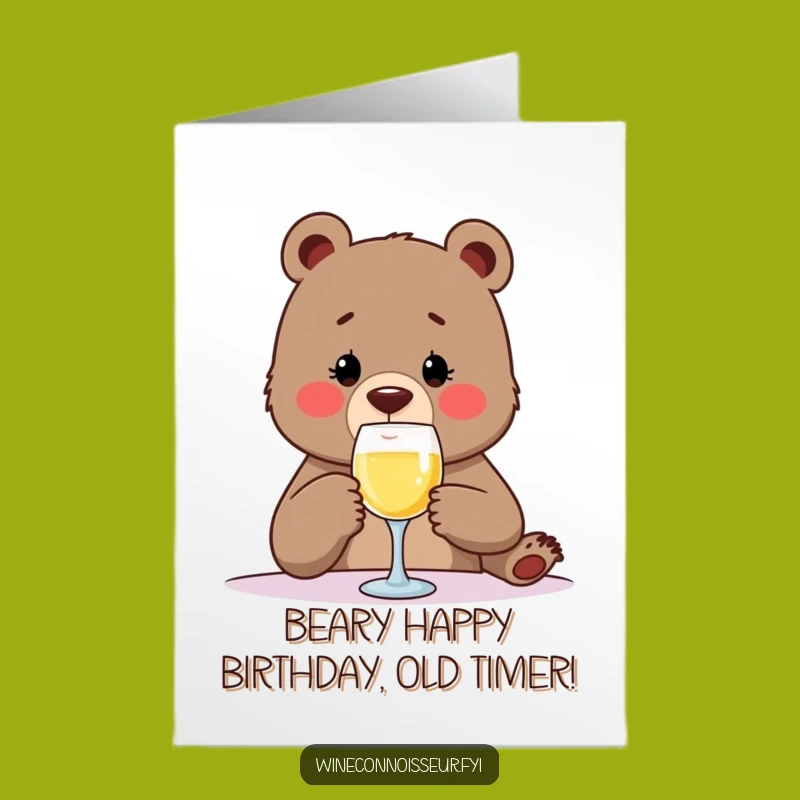 Free Printable Birthday Card: Funny Bear Wine Lover Humor Downloadable Gift