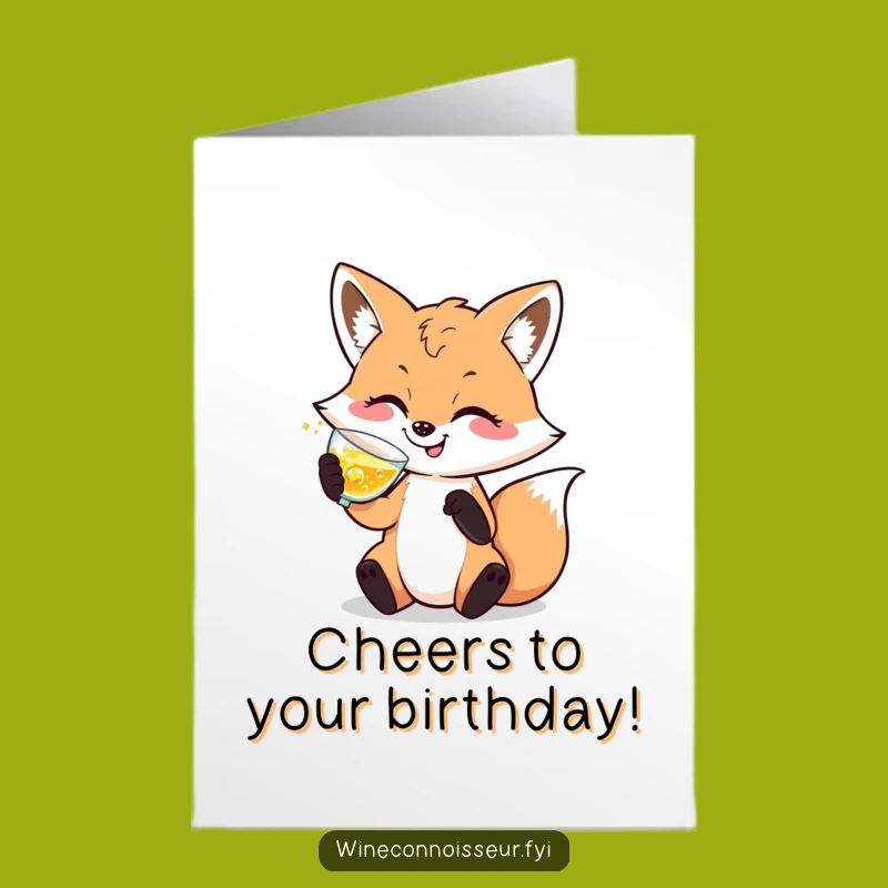 Free Printable Birthday Card: Sophisticated Fox Cheers Birthday Bash Downloadable Greeting