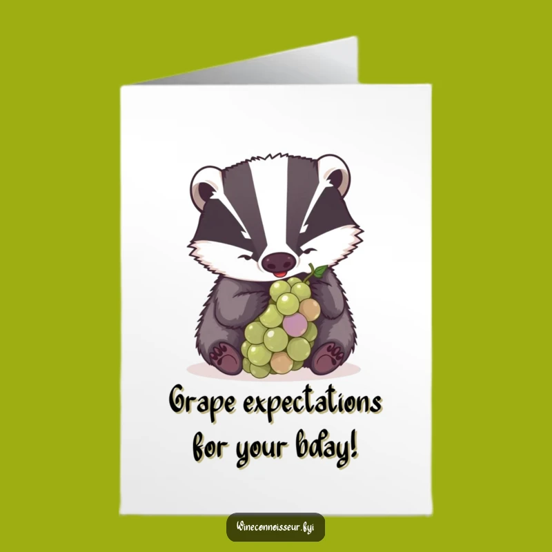 Free Printable Birthday Card: Badger Grape Focus Funny Downloadable Gift