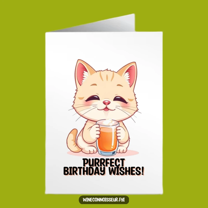 Free Printable Birthday Card: Blissful Cat Taster, Funny Downloadable Gift for Cat Lovers