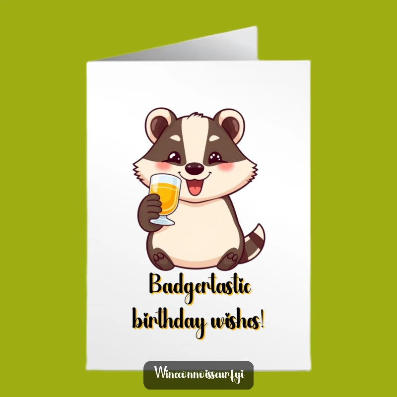 Free Printable Birthday Card: Happy Toasting Badger, Funny Downloadable Gift!