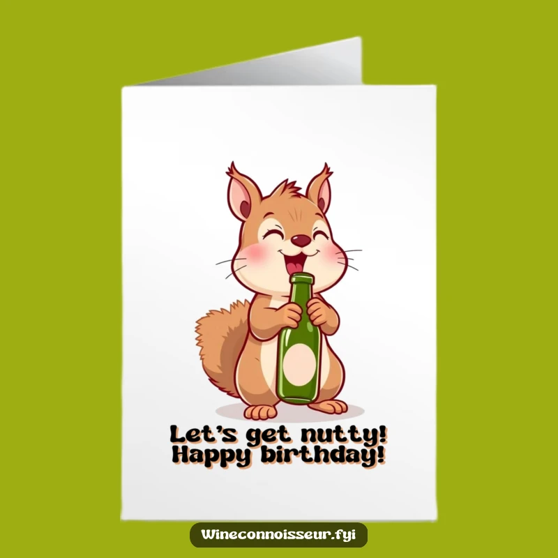Free Printable Birthday Card: Joyful Kawaii Squirrel Uncorking for a Fun Celebration