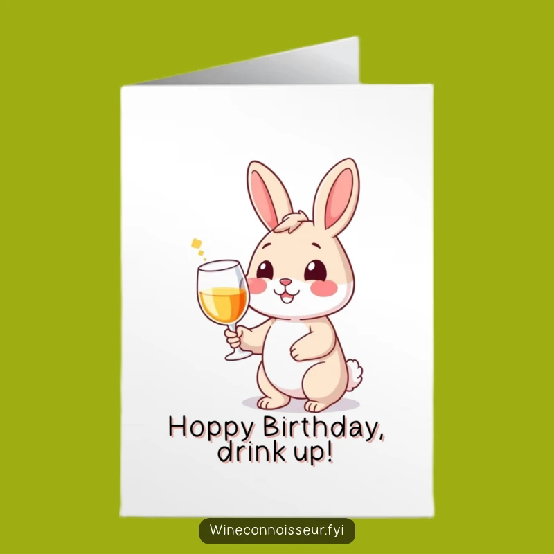 Free Printable Birthday Card: Rabbit with Wine, Humorous Downloadable Digital Gift