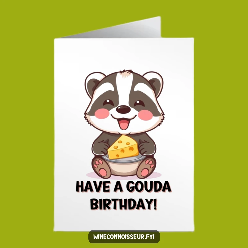 Free Printable Funny Badger Cheese Birthday Card - Gourmet Downloadable Gift for a Foodie