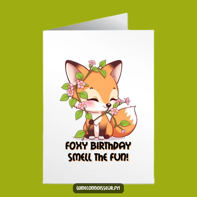 Free Printable Funny Birthday: Curious Fox Vine Delight, Joyful Downloadable Gift Card