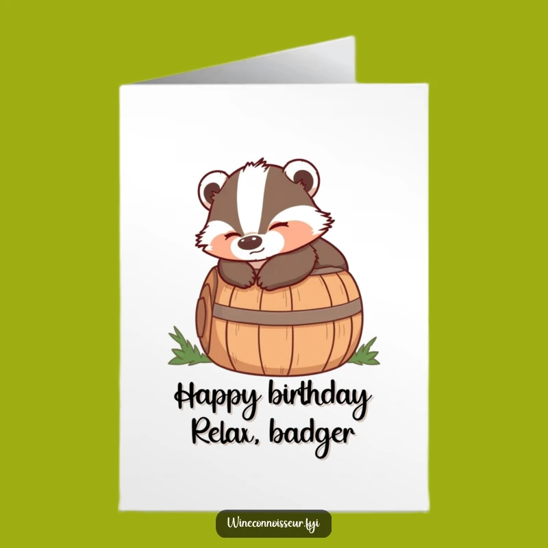 Free Printable Birthday Card: Wise Badger, Barrel Chill, Funny Gift Download